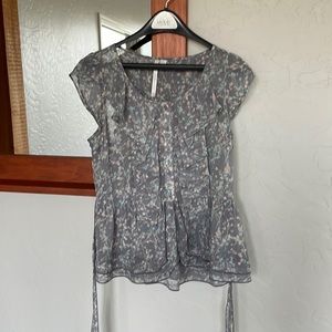 Lauren Conrad Grey pink and blue tie top